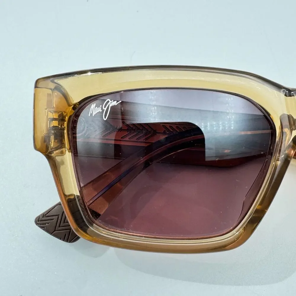 Maui Jim Sunglasses Kenui STG-SG MJ642-01 Transparent Tan Frame Polarized 53mm